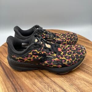 Brooks Launch GTS 9 Shoes Womens Size 8 B Black Leopard Running Comfort Sneakers